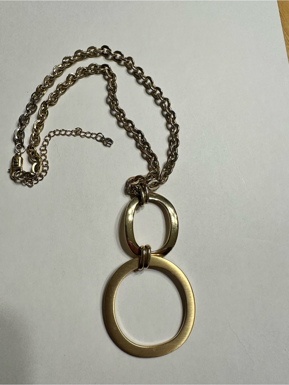 Etienne Aigner Gold-Tone Double Oval Pendant Necklace - Women Jewelry